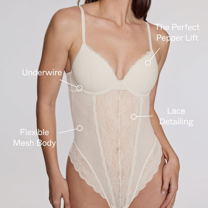 Lace Lift Up Teddy Ecru