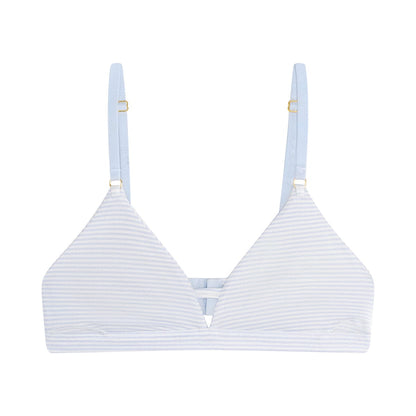 Supima® Cotton Wirefree Bra Powder Blue Stripe